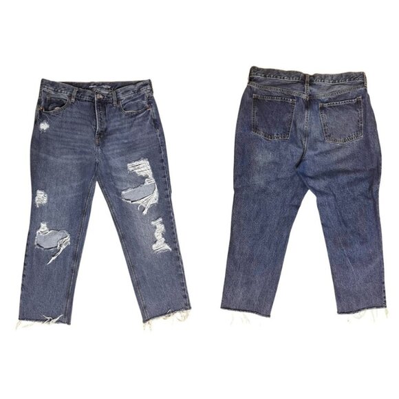 Old Navy Denim - Old Navy High Rise Slouchy Straight Ripped Denim Jeans (Womens14)